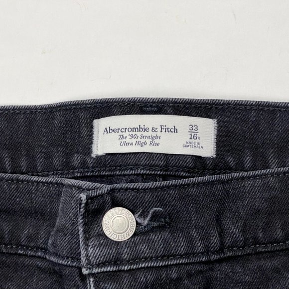 Abercrombie Fitch Ultra High Rise 90s Straight‎ Denim Jeans Women 33 16 Vintage - Picture 8 of 11